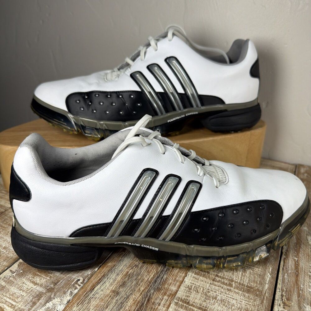 Adidas Mens 9.5 Powerband Leather Golf Shoes White